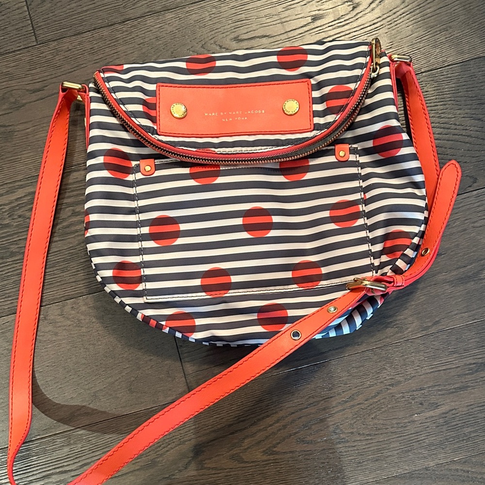 Marc By Marc Jacobs Red and Navy Polka Dot Crossbody Bag